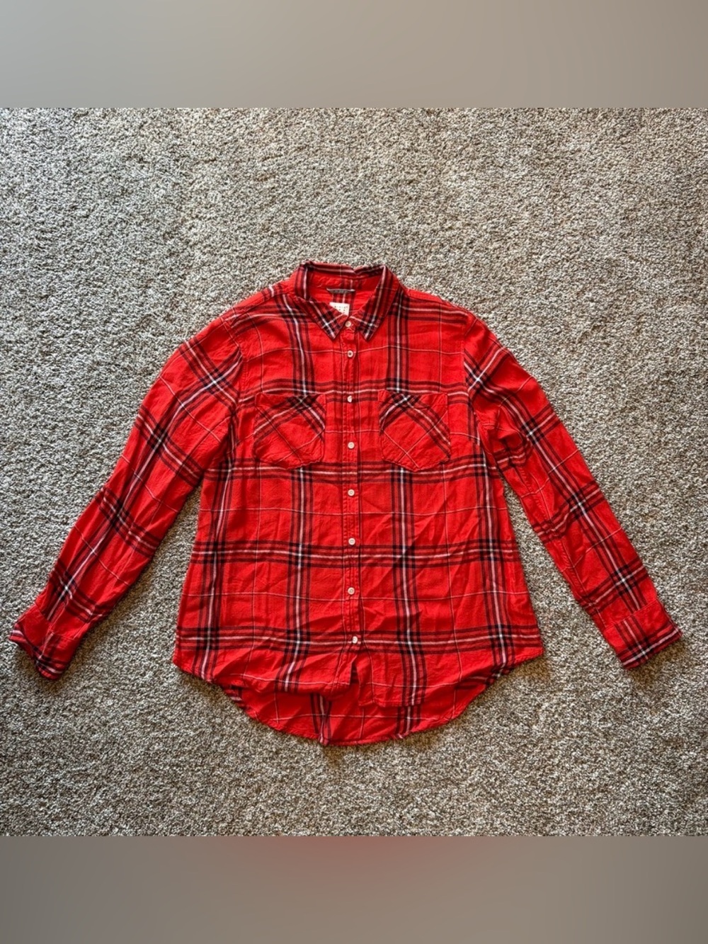 a new day Orange Plaid Button-Down Women's Shirt